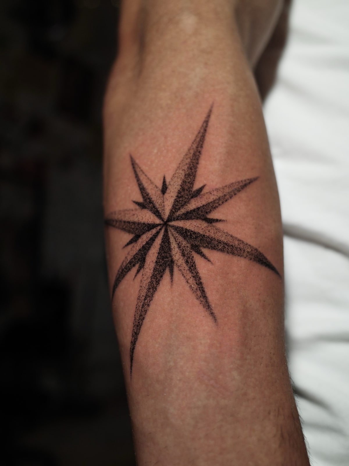 Star, dotwork tattoo on the forearm by Bobby, STUDIO MIBO